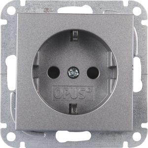 OPUS 55 Wandcontactdoos met randaarde aluminium zilver