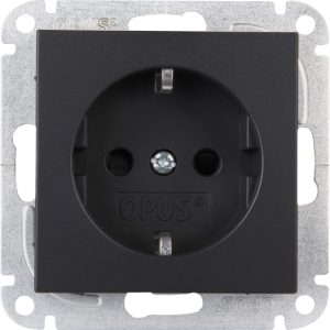 OPUS 55 Wandcontactdoos met randaarde en kinderbeveiliging antraciet