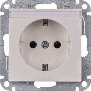 OPUS 55 Wandcontactdoos met randaarde en tekstveld polarwit